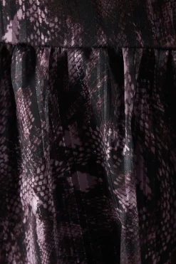 Snake Print Shadow Stripe High Neck Tie Back Mini Dress