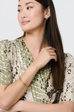 Snake Print 1/2 Sleeve Jersey Midi Dress