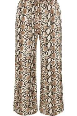 Snake Print Wide Leg Trousers