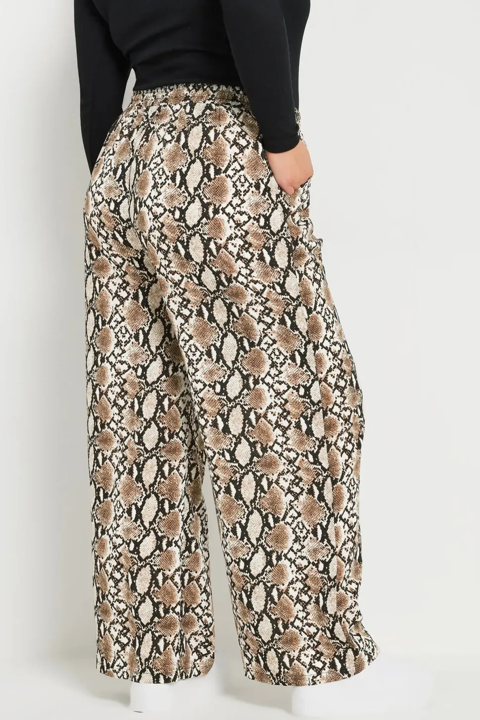 Snake Print Wide Leg Trousers
