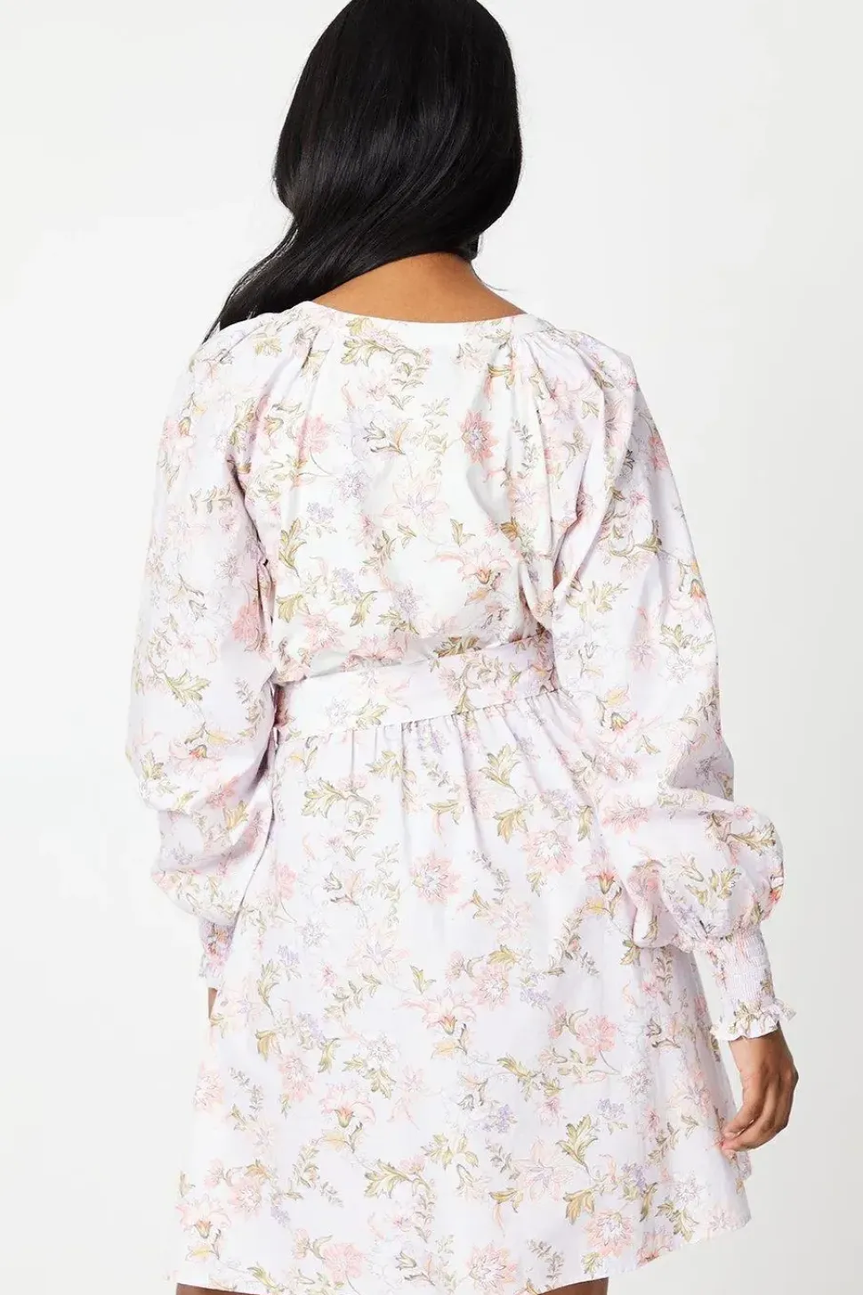 Soft Floral Button Down Belted Mini Dress