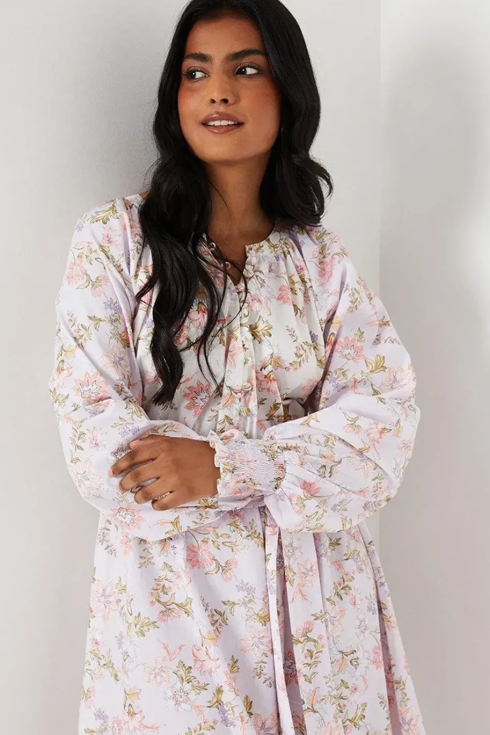 Soft Floral Button Down Belted Mini Dress