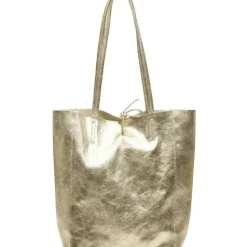 Soft Gold Metallic Leather Tote Shopper Bag | BYDRX