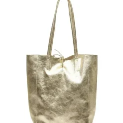 Soft Gold Metallic Leather Tote Shopper Bag | BYDRX