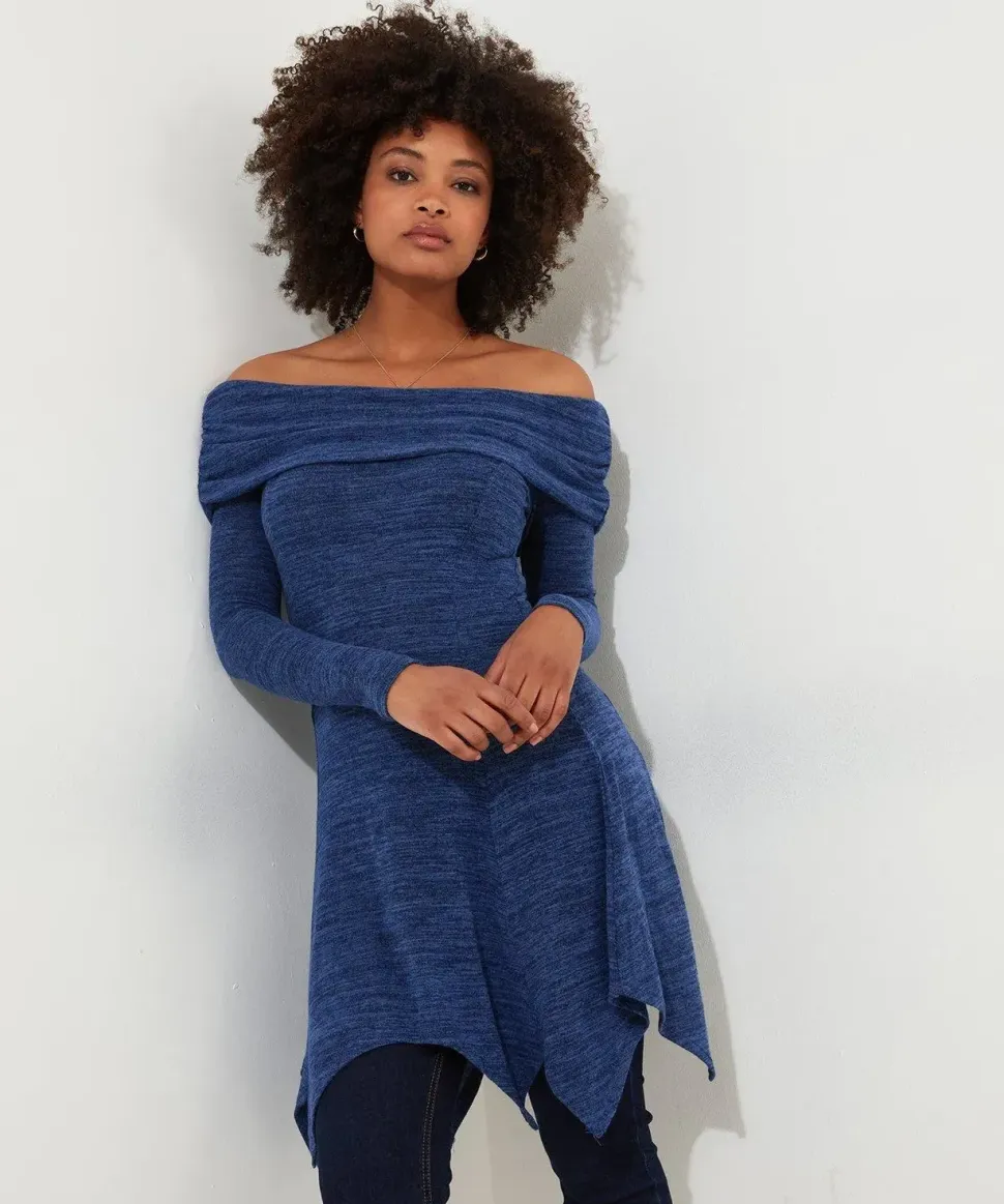 Soft Jersey Slim Fit Bardot Tunic