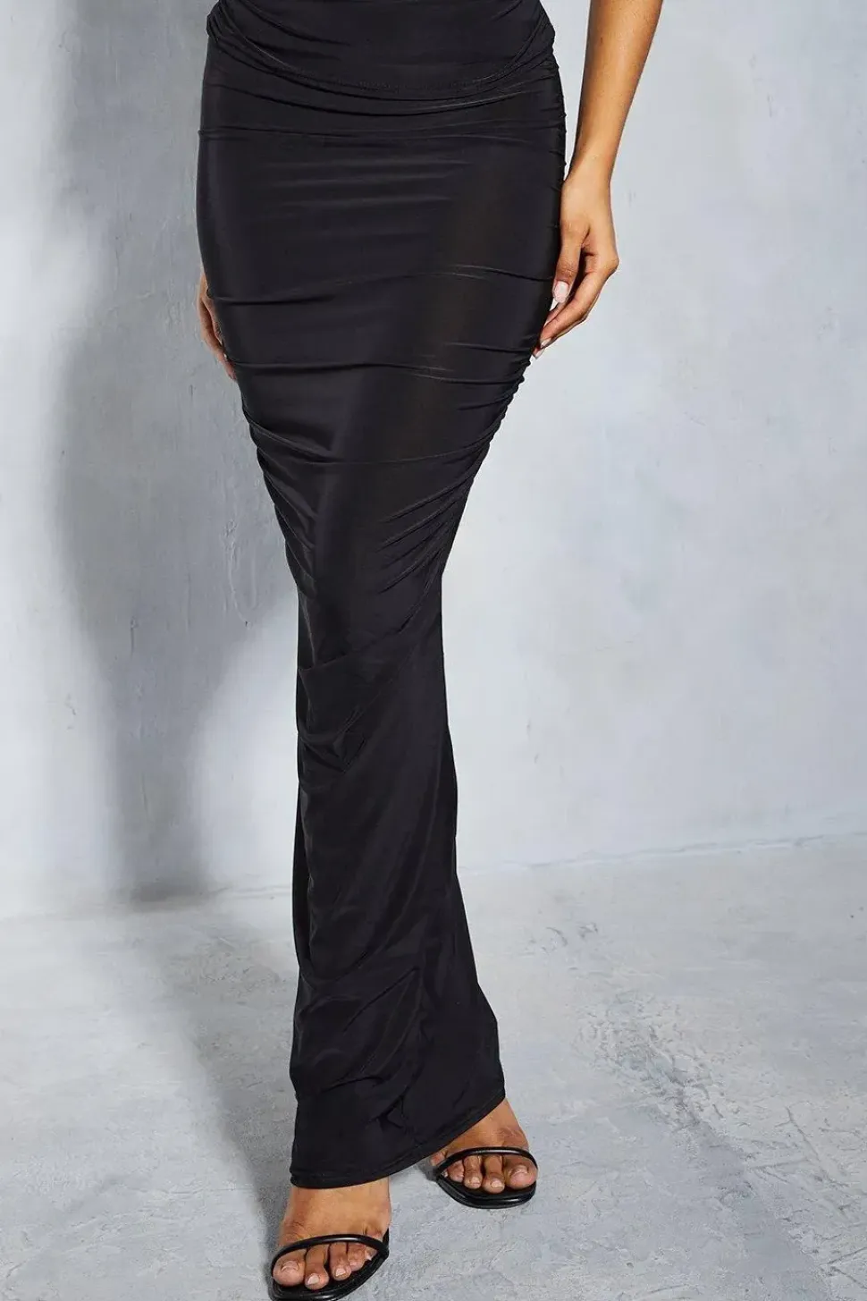 Soft Touch Ruched Column Maxi Skirt