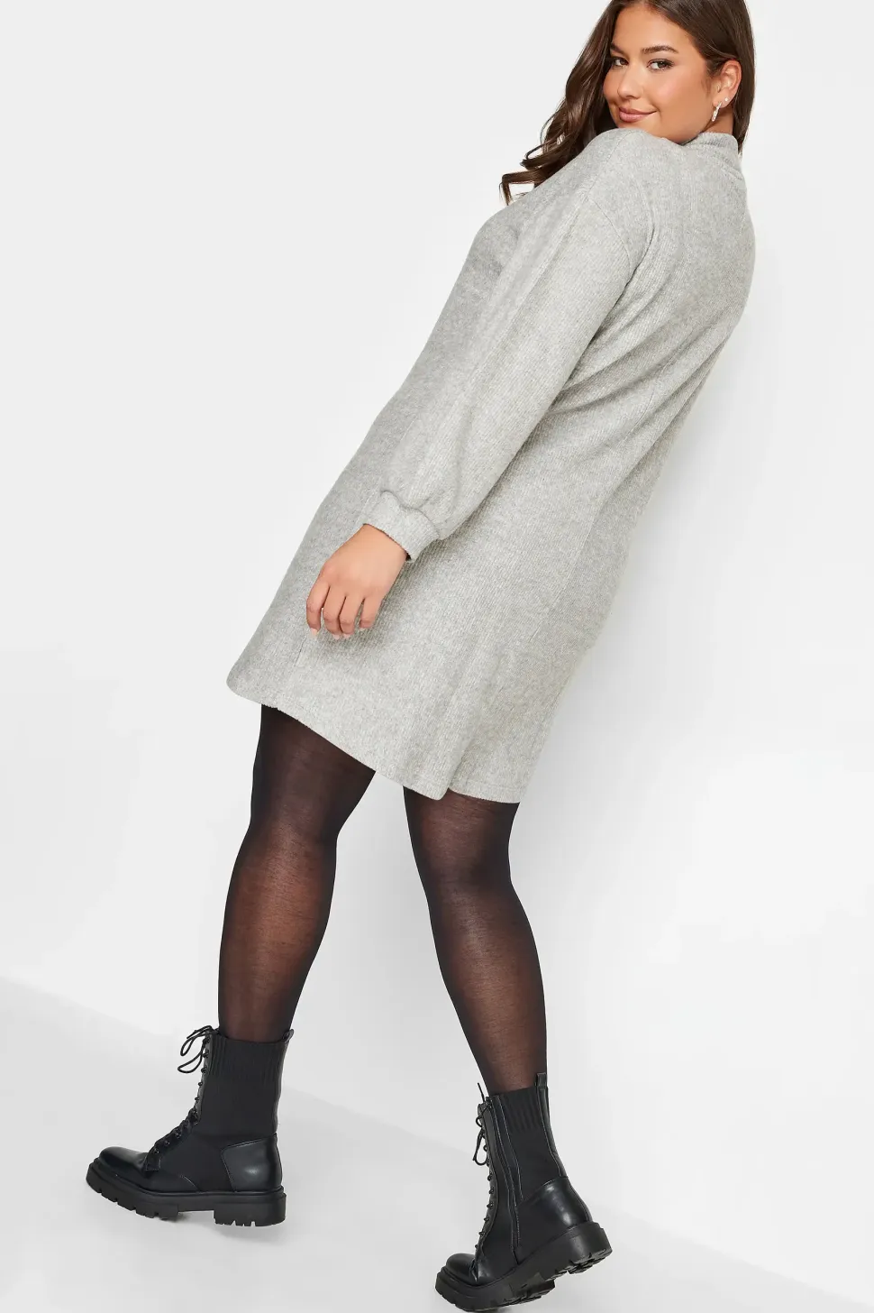 Soft Touch Zip Neck Jumper Dress