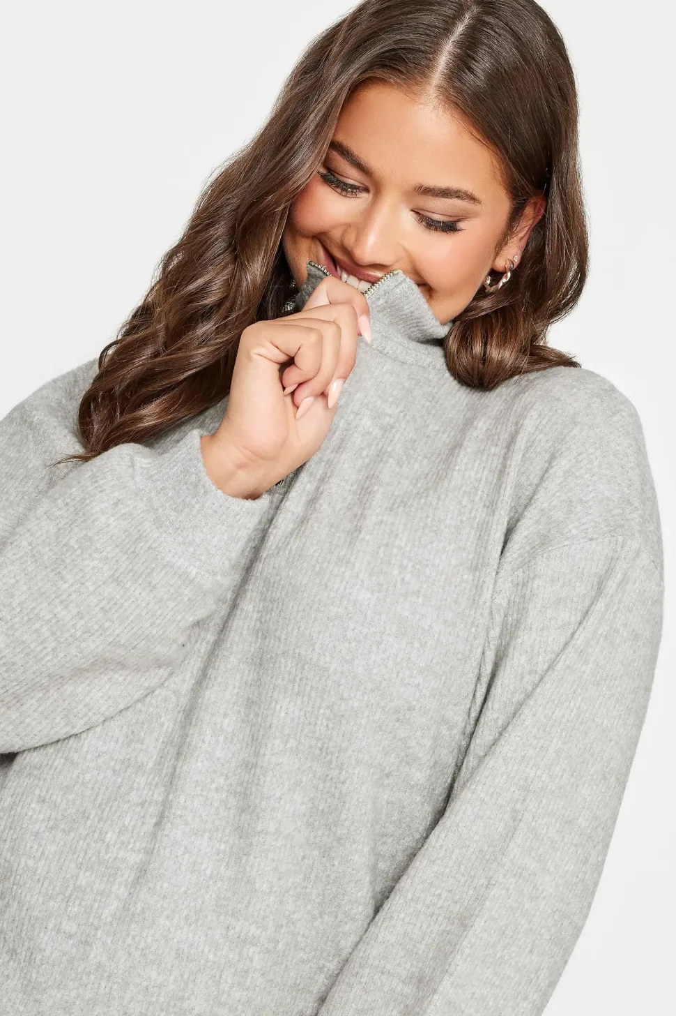 Soft Touch Zip Neck Jumper Dress