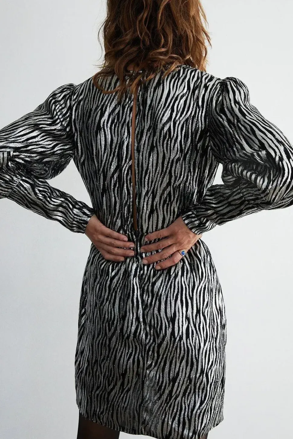 Sparkle Animal Jacquard Wrap Mini Dress