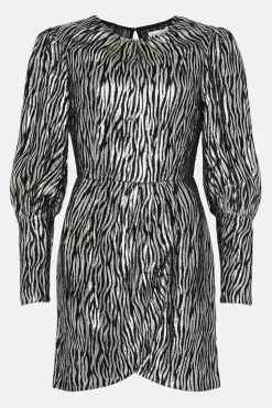 Sparkle Animal Jacquard Wrap Mini Dress