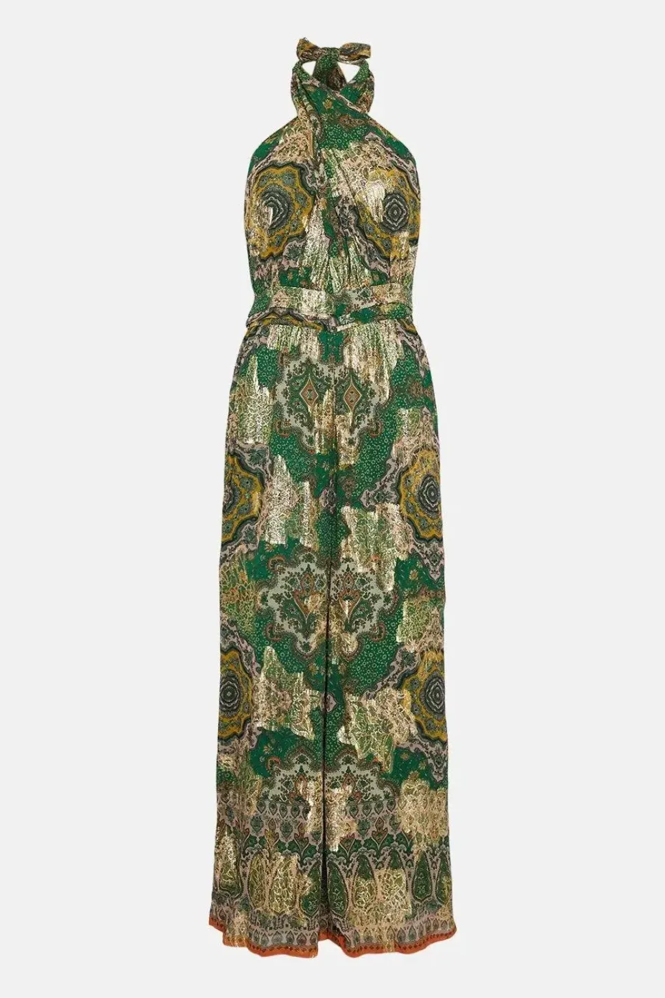 Sparkle Border Print Halter Neck Jumpsuit
