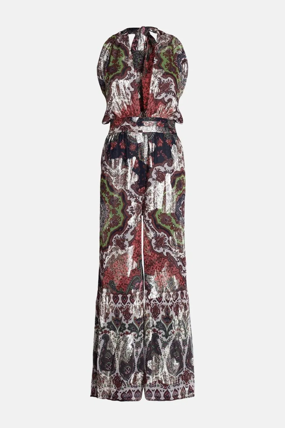 Sparkle Border Print Halter Neck Jumpsuit