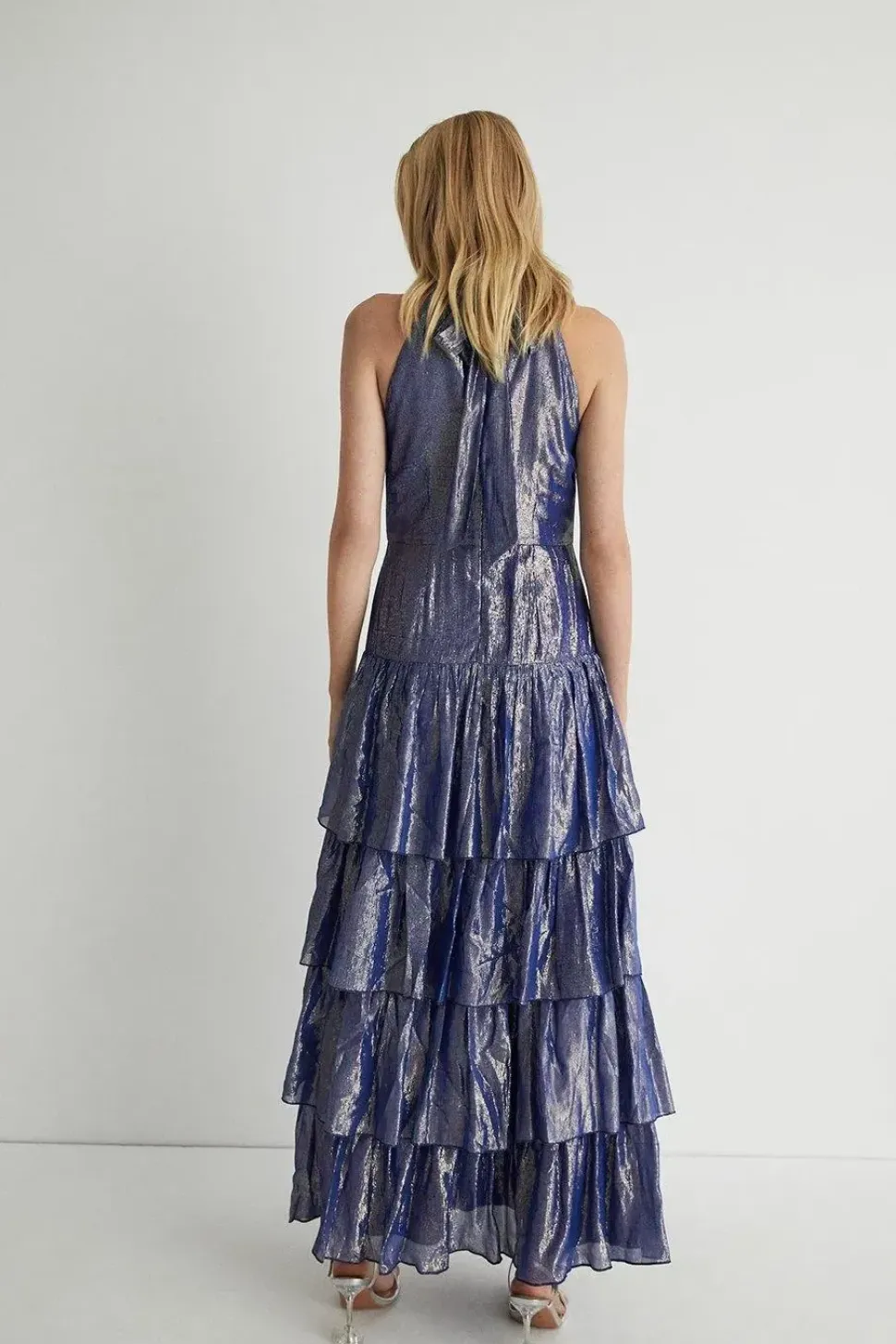 Sparkle Halter Neck Tiered Maxi Dress