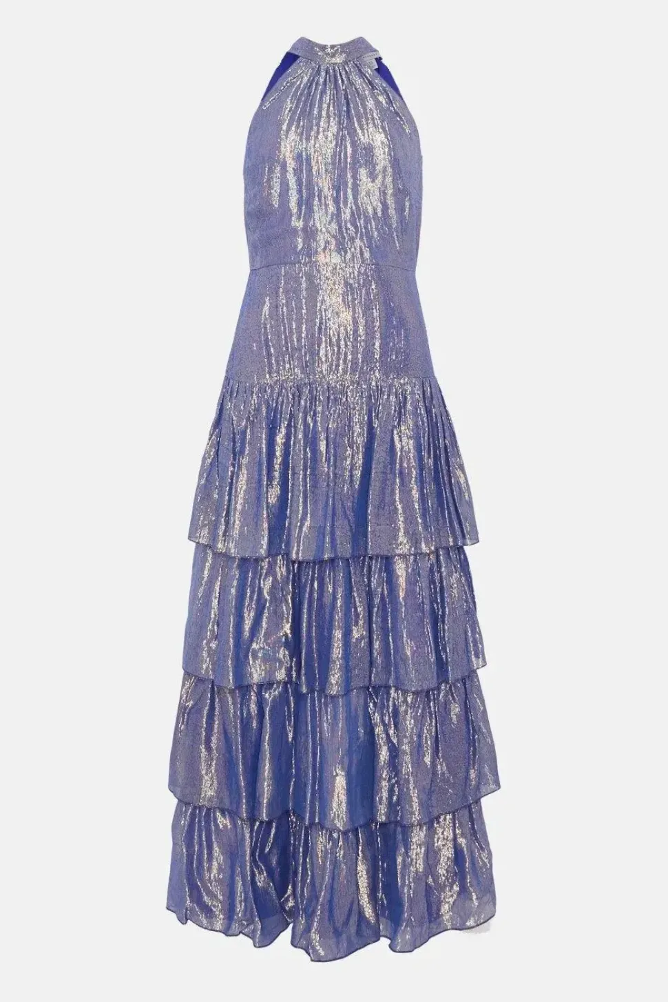 Sparkle Halter Neck Tiered Maxi Dress