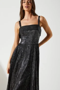 Sparkle Jacquard Midi Wedding Guest Dress