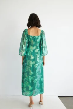 Sparkle Jacquard Twist Neck Midi Dress