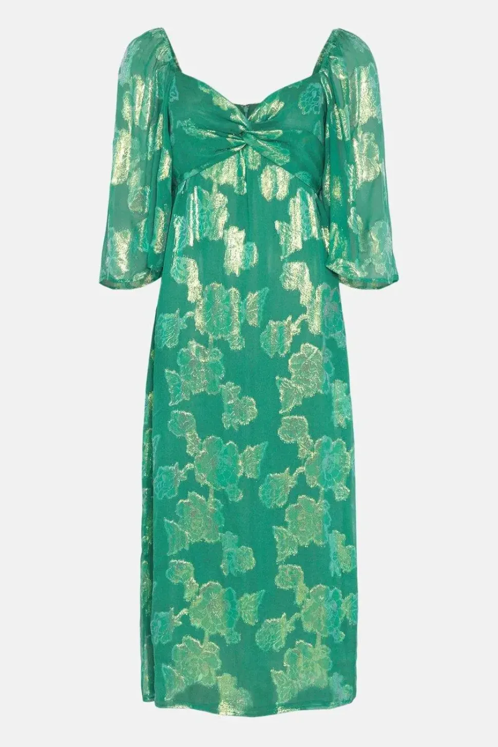 Sparkle Jacquard Twist Neck Midi Dress