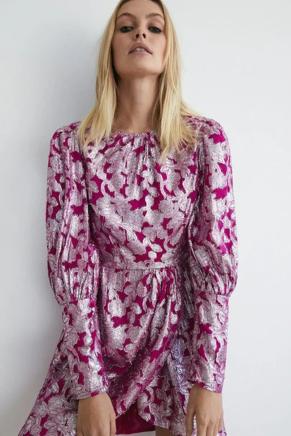 Sparkle Jacquard Wrap Mini Dress