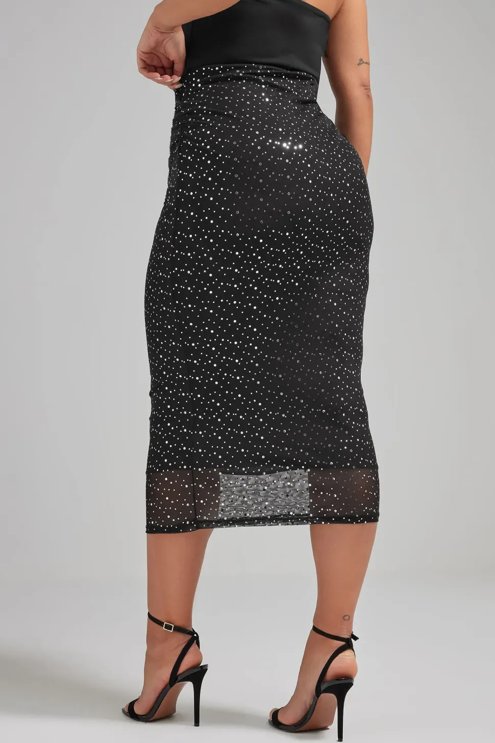 Sparkle Mesh Midi Skirt