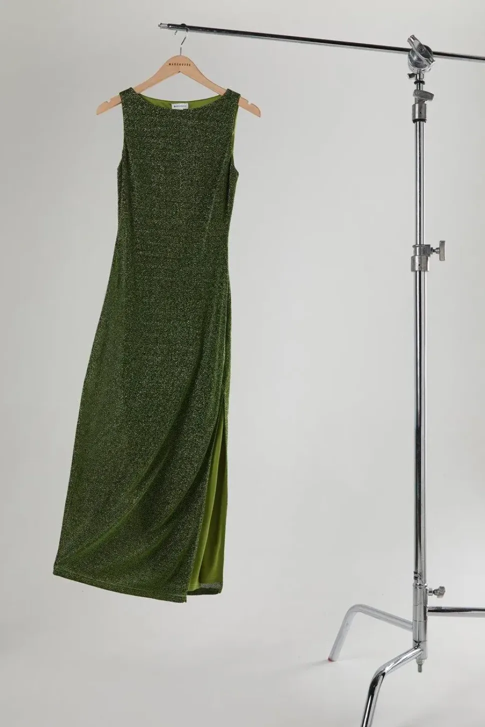 Sparkle Mesh Slash Neck Sleeveless Midi Dress