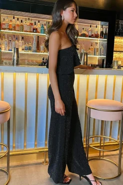 Sparkle One Shoulder Frill Belted Jumpsuit