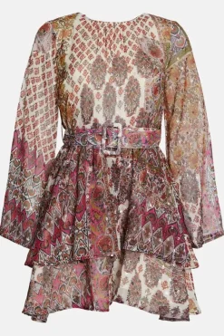 Sparkle Paisley Belted Mini Dress