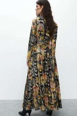 Sparkle Plunge Gathered Waist Maxi Dress