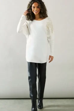 Sparkle Shoulder Detail Crew Neck Jumper