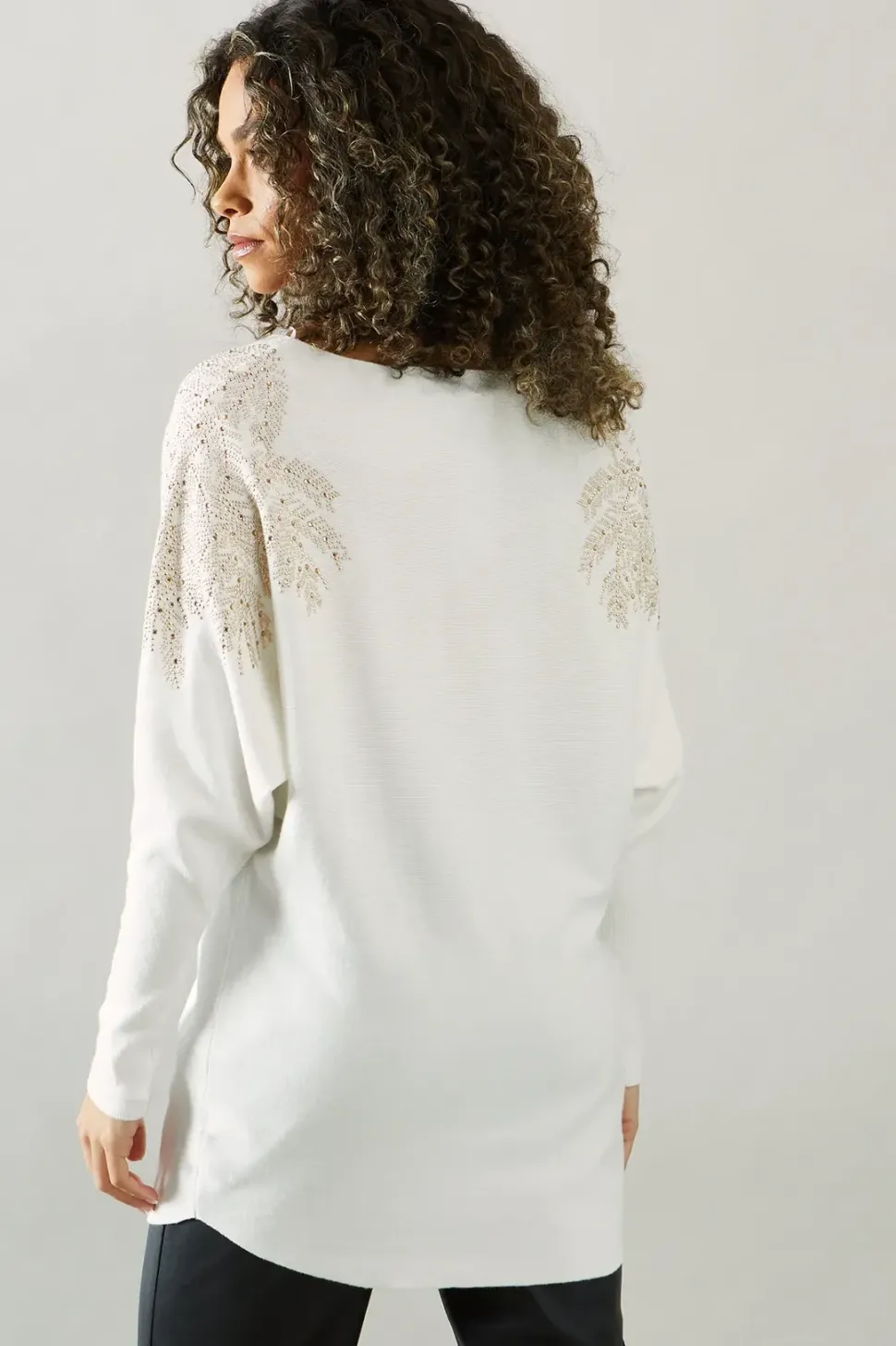 Sparkle Shoulder Detail Crew Neck Jumper