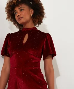 Sparkle Velour Flutter Sleeve Wide Leg Jumpsuit