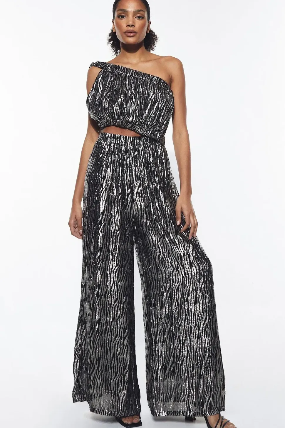 Sparkle Zebra Asymmetric Jumpsuit