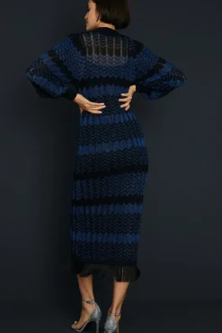 Sparkle Zig Zag Fringe Hem Midi Dress
