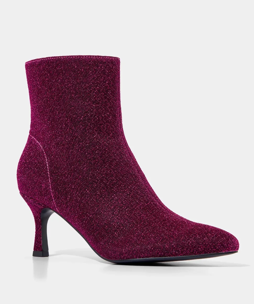 Sparkling Knitted Low-Mid Heel Ankle Boots