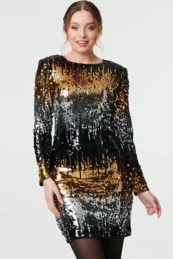 Sparkly Sequin Long Sleeve Mini Dress