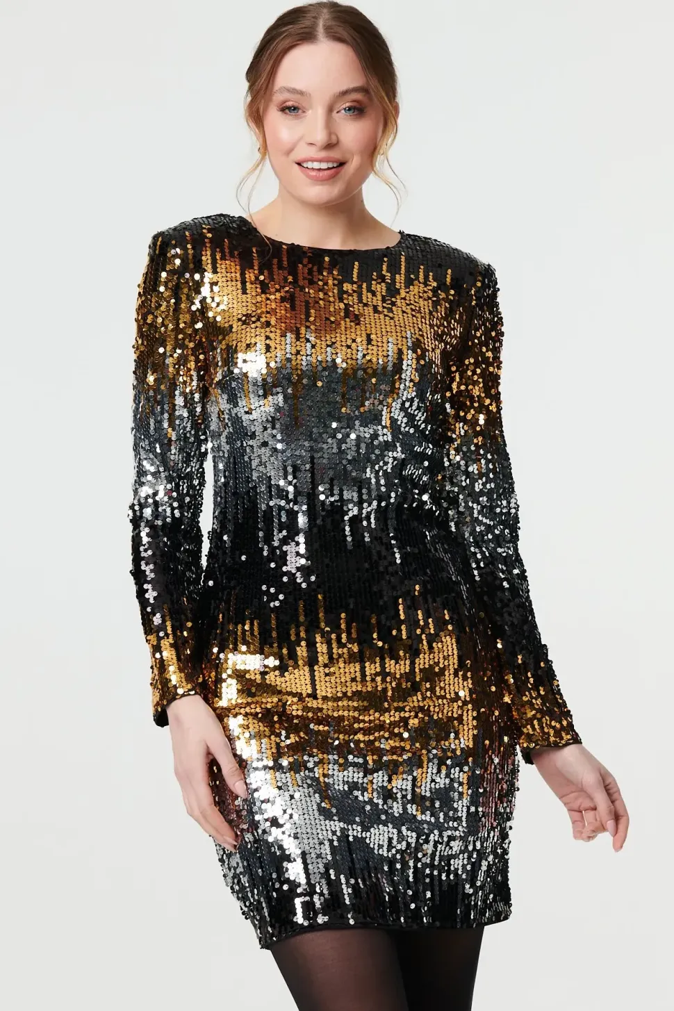Sparkly Sequin Long Sleeve Mini Dress