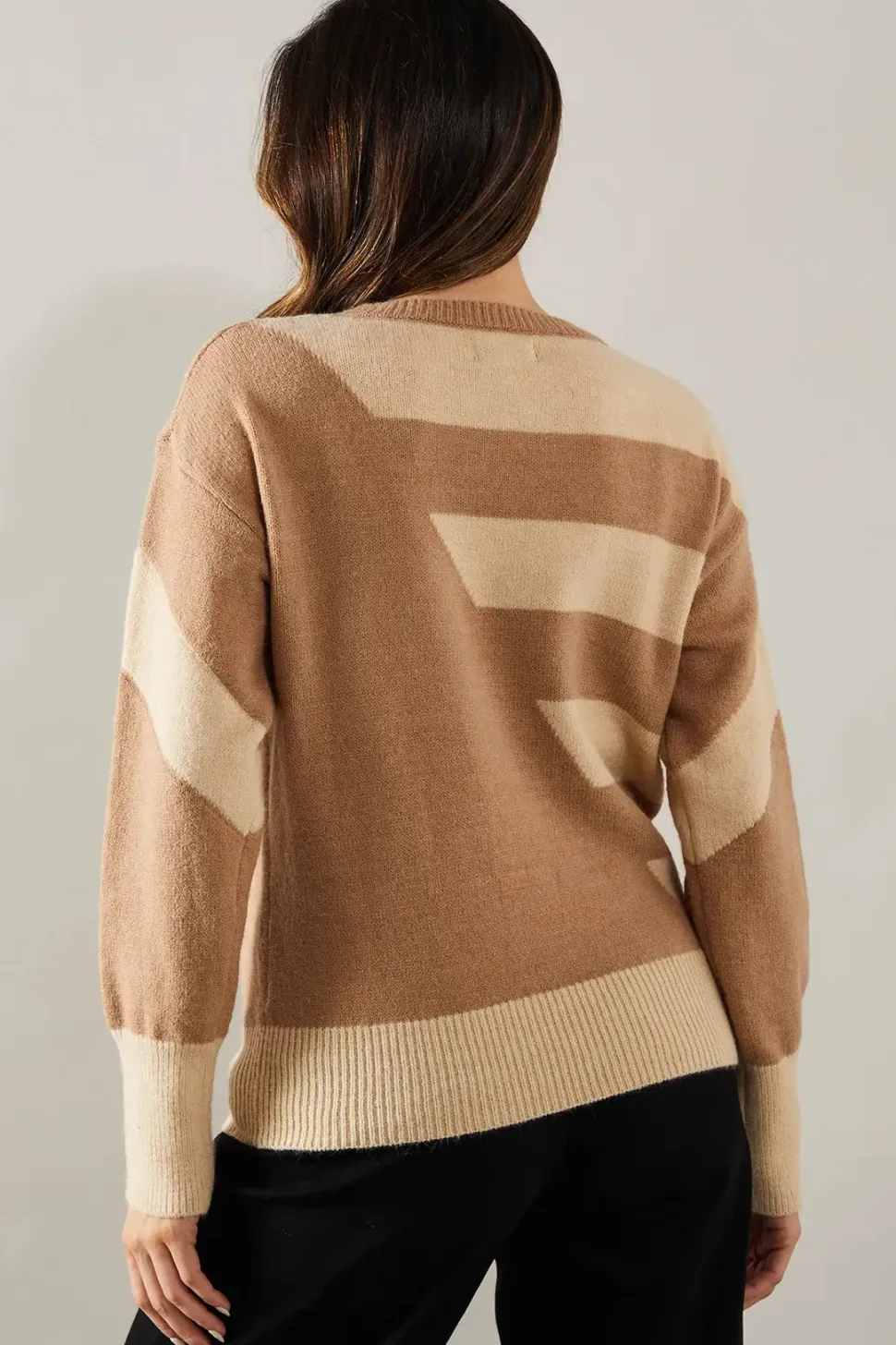 Spliced Stripe Crew Neck Jumper
