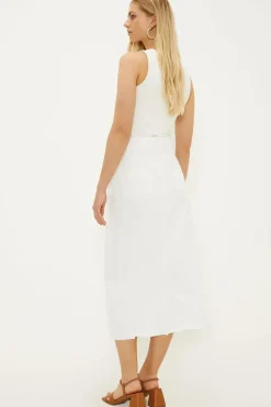Split Denim Midi Skirt