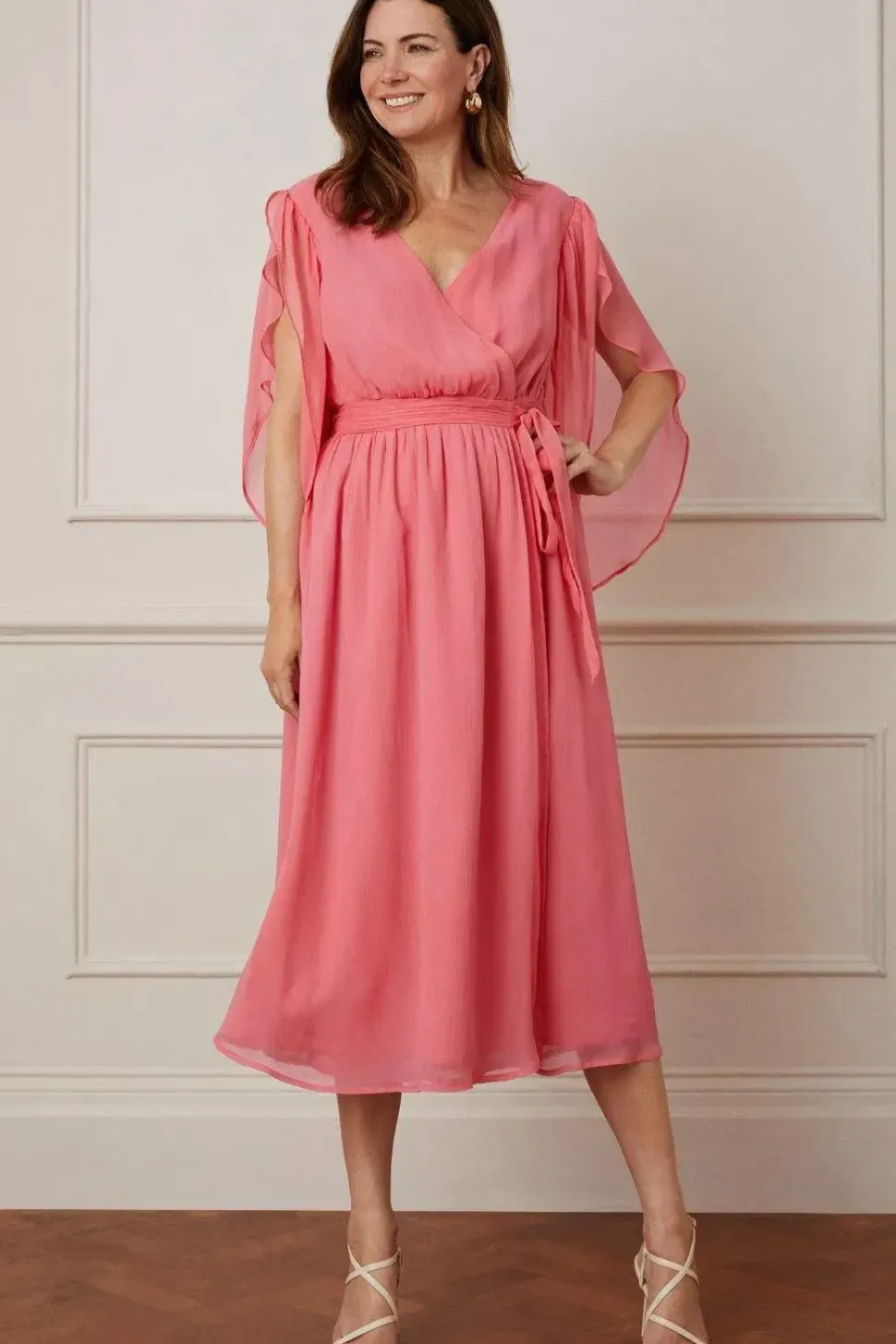 Split Sleeve Wrap Midaxi Dress