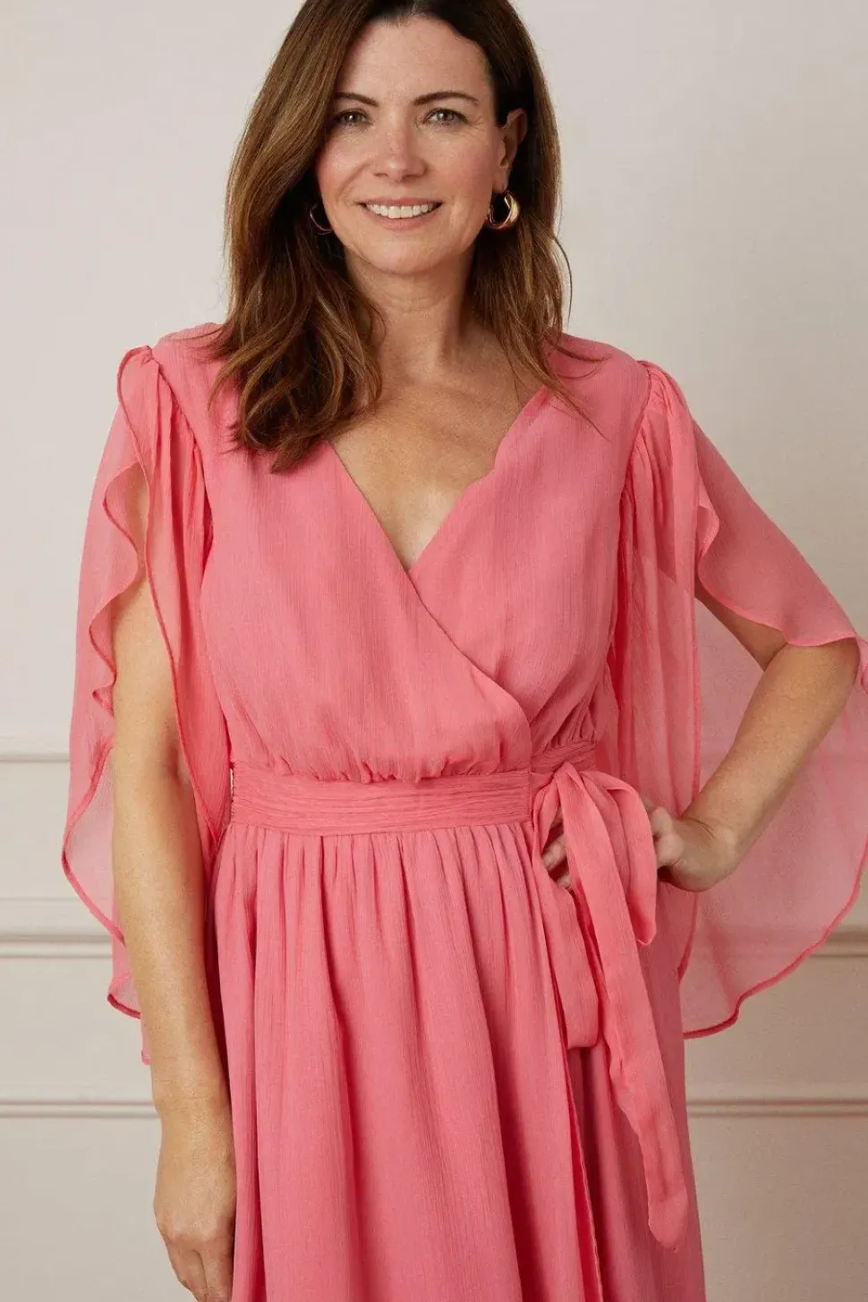 Split Sleeve Wrap Midaxi Dress