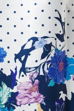 Spot & Floral Placement Print Twill Dress