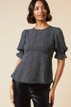 Spot Button Back Tea Blouse