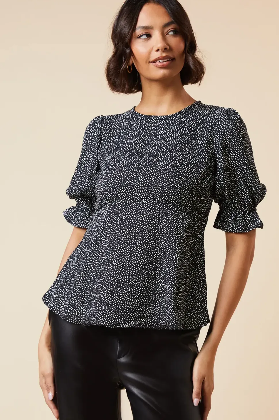 Spot Button Back Tea Blouse