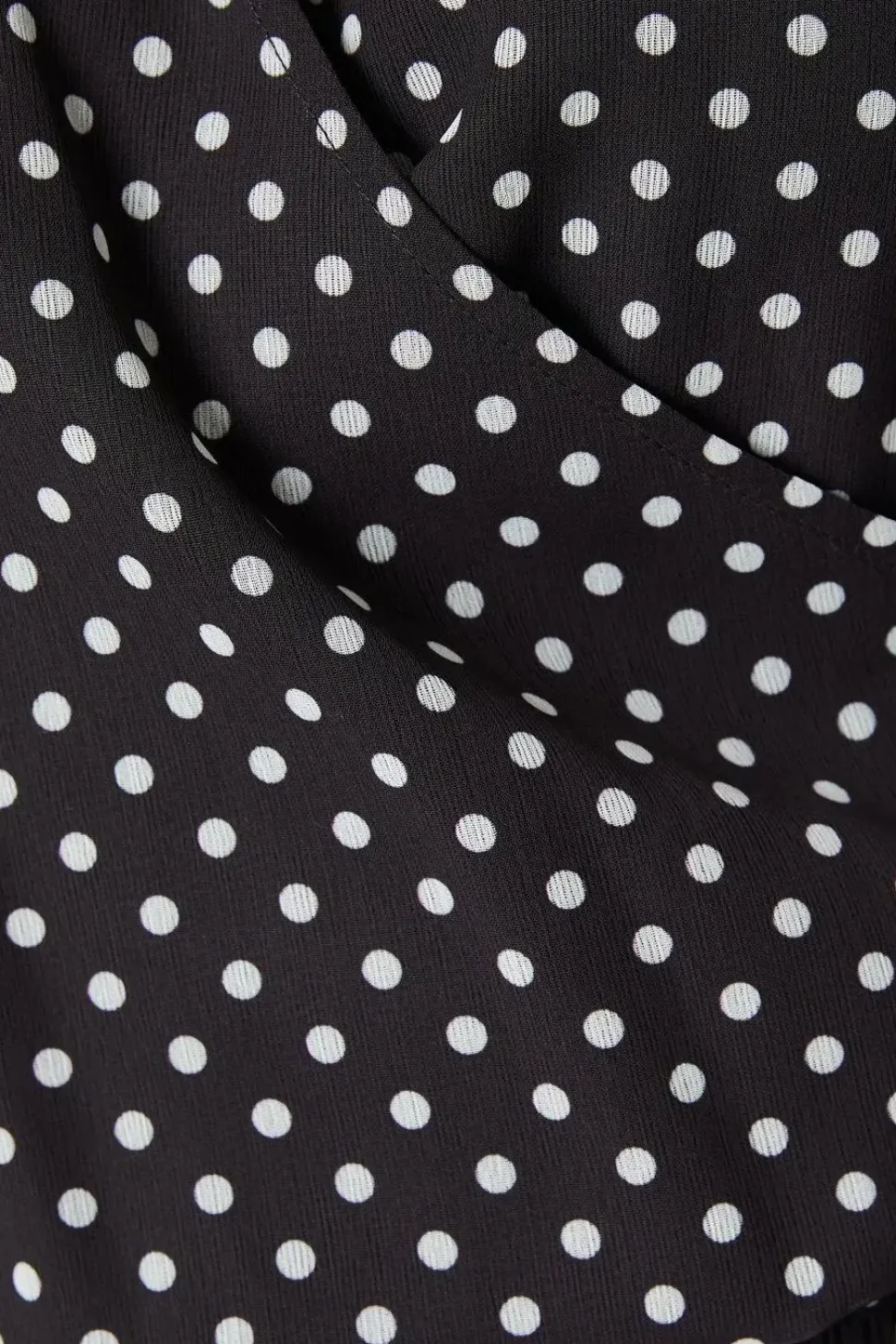 Spot Chiffon Shirred Hem Wrap Blouse