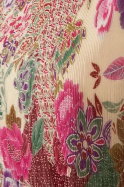 Spot Floral Pleated Shift Dress