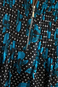 Spot Floral Pleat Zip Blouse