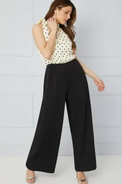 Spot Jacquard Blouson Wide Leg Jumpsuit