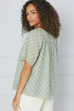 Spot Jacquard Gather Detail Top