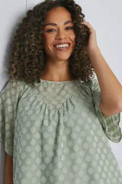 Spot Jacquard Gather Detail Top