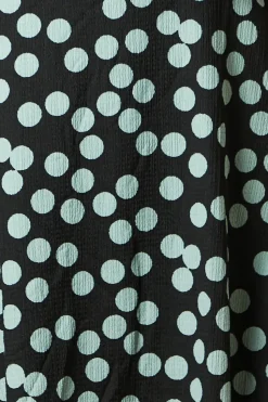 Spot Long Sleeve V Neck Mini Dress