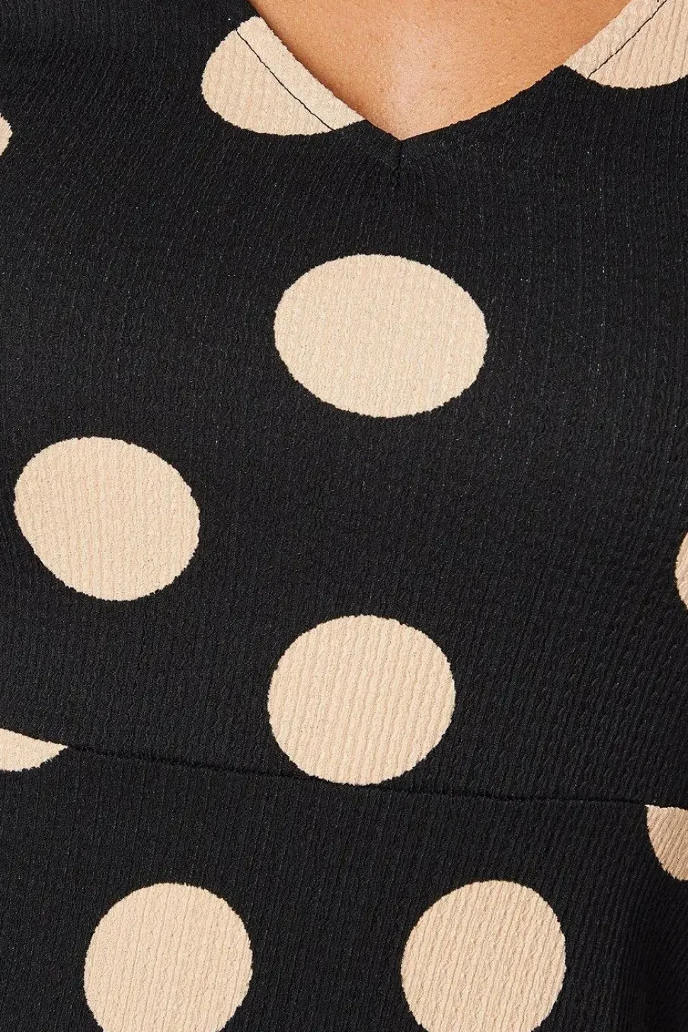 Spot Long Sleeve V Neck Mini Dress